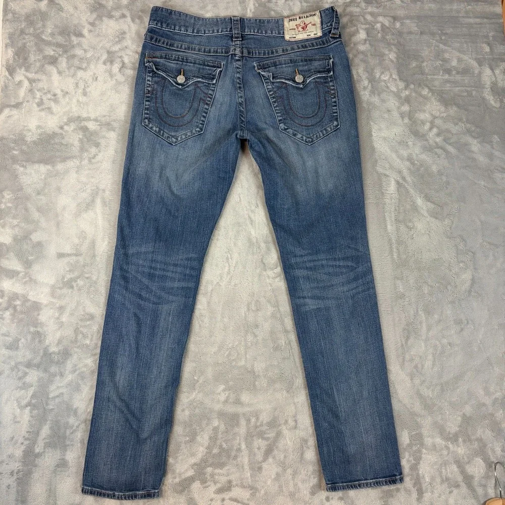 True Religion Men's Rocco Relaxed Skinny  Jeans Size 34x32 Blue jeans Flaps